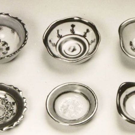 Miniature bowls thrown manually